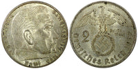 Germany - Third Reich Silver 1937 A 2 Reichs Mark Hindenburg KM# 93 (22 295)