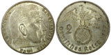 Germany - Third Reich Silver 1937 A 2 Reichs Mark Hindenburg KM# 93 (22 295)