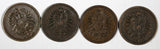 Germany - Empire Wilhelm I Copper LOT OF 4 COINS 1886-1888 1 Pfennig  KM# 1 (56)