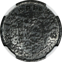 Germany,Third Reich 1947 F 10 Reichspfennig NGC MS62 KM# A104 Occupation (080)