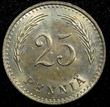 Finland Copper-Nickel 1935 25 Penniä GEM BU Toned KM# 25 (24 148)