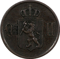 NORWAY Oscar II Bronze 1897 2 Ore Lion  KM# 353 (20 843)