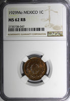 Mexico ESTADOS UNIDOS MEXICANOS Bronze 1929 Mo 1 Centavo NGC MS62 RB KM# 415 (7)