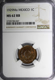 Mexico ESTADOS UNIDOS MEXICANOS Bronze 1929 Mo 1 Centavo NGC MS62 RB KM# 415 (7)