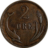 Denmark Christian IX Bronze 1899 2 Ore  KM# 793.2 (18 630)