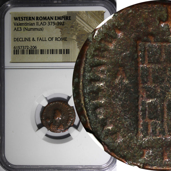 WESTERN ROMAN Valentinian II AD 375-392 AE4 Nummus / Camp Gate NGC (206)