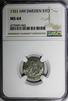 SWEDEN Adolf Fredrik 1761 HM 1 ORE NGC MS64 TOP GRADED BY NGC KM#472 (042)