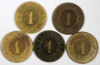 Denmark Frederik VII Bronze LOT OF 5 COINS 1856 1 Skilling Rigsmont KM# 763 (91)