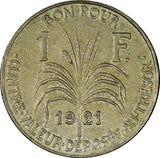 Guadeloupe 1921 1 Franc Mintage-700,000 XF  SCARCE KM# 46 (21 703)