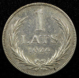 LATVIA Silver 1924 1  Lats London Mint KM# 7 (22 928)