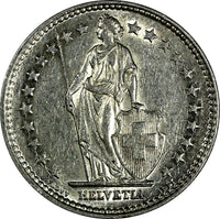 Switzerland Silver 1940 B 2 Francs Helvetia  KM# 21 (17 844)
