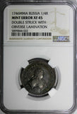 RUSSIA Elizabeth Silver 1746 MMD Polupoltinnik NGC MINT ERROR XF45 SCARCE (022)