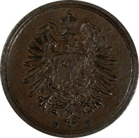 Germany - Empire Wilhelm I Copper 1875 E 1 Pfennig XF SCARCE KM# 1 (19 627)