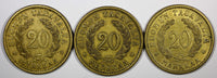 Finland Aluminum-Bronze LOT OF 3 COINS 1938,1939  20 Markkaa  KM# 32  (893)
