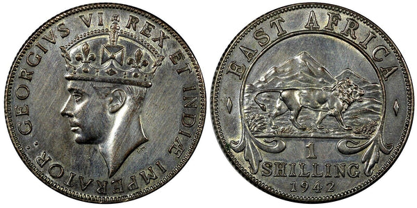 East Africa George VI Silver 1942 1 Shilling KM# 28.3 (543)