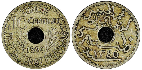 Tunisia Muhammad VI 1345 (1926) 10 Centimes Toning KM# 254 (21 748)