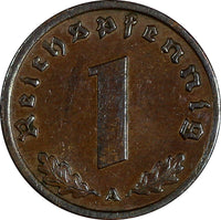 Germany - Third Reich Bronze 1939 A 1 Reichspfennig Berlin Mint UNC KM# 89 (182)