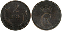 Denmark Christian IX Bronze 1891 CS 2 Øre 21mm KM# 793.1 (20 568)