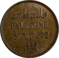 PALESTINE British Mandate Bronze 1939 1 Mil UNC Condiion Brown KM# 1(17 317)