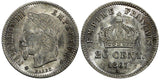 France Napoleon III Silver 1867 A 20 Centimes Paris Mint UNC KM# 808.1 (20 558)