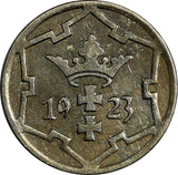 Danzig Free City Copper-Nickel 1923 5 Pfennig XF  KM# 142 (13 995)