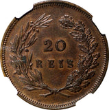 Portugal Carlos I BRONZE 1891 20 Reis NGC AU DETAILS FIRST YEAR TYPE KM# 533 (4)