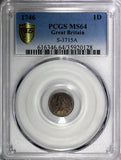 Great Britain George II Silver 1746 1 Penny PCGS MS64 Nice Toned KM# 567 (128)
