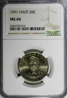 Haiti Copper-Nickel 1991 20 Centimes NGC MS66 TOP GRADED COIN BY NGC KM# 152 (6)