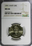 Haiti Copper-Nickel 1991 20 Centimes NGC MS66 TOP GRADED COIN BY NGC KM# 152 (6)