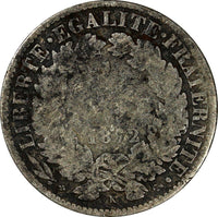France Silver 1872 K 1 Franc	Bordeaux Mint SCARCE KM# 822.2 (19 607)
