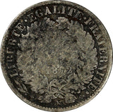 France Silver 1872 K 1 Franc	Bordeaux Mint SCARCE KM# 822.2 (19 607)