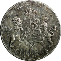 SWEDEN Carl XV Silver 1863 ST 4 Riksdaler Riksmynt Mintage-268,000 XF KM# 711