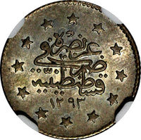 Turkey Abdul Hamid II Silver AH1293//28 (1903) Kurush NGC MS63+ PLUS KM# 735(26)