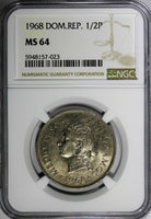 Dominican Republic 1968 1/2 Peso NGC MS64 Mintage-600 000 KM# 21a.1 (023)