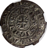 BELGIUM Hainault. Margaret (1244-80) Demi-Gros Cavalier NGC AU DETAILS SCARCE(6)