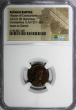 ROMAN CONSTANTIUS II as Caesar AD 337-361 AE3/4 Nummus /Two soldiers NGC (249)