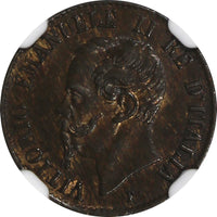 ITALY Vittorio Emanuele II Copper 1861-M Centesimo NGC MS63 BN KM# 1.1 (035)