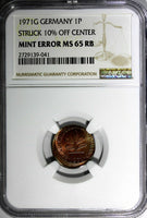 Germany-Federal Copper 1971-G 1 Pfennig NGC-MINT ERROR MS65 RB KM# 105 (041)