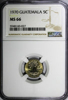 Guatemala 1970 5 Centavos LARGE DATE NGC MS66 TOP GRADED KM# 266.1 (027)