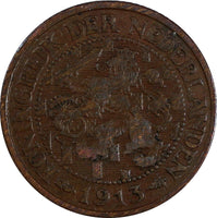 Netherlands Wilhelmina I Bronze 1913 1 Cent 1st Year Type KM# 152 (20 464)