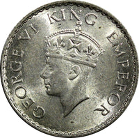 India-British George VI Silver 1940 (B) 1/4 Rupee Bombay UNC KM# 545 (22 409)