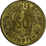 Germany - Weimar Republic 1924 A 50 Rentenpfennig XF KM# 34 (19 828)