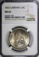 Great Britain Elizabeth II 1963 1/2 Crown NGC MS63 Light Toned KM#907 (009)