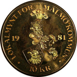 SWEDEN Local Token coinage Bronze Malmo 10 Kronor 1981 35mm, UNC (18 404)