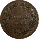 Italy PAPAL STATES Mezzo Gregorio XVI 1844 1 Baiocco  XF  SCARCE KM# 1320 (418)
