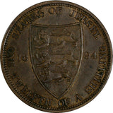 Jersey Victoria Bronze 1894 1/12 Shilling Mintage-180,000 30.5 mm KM# 8 (17 646)