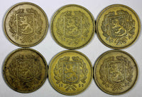FINLAND LOT OF 12 COINS Aluminum-Bronze 1928-1936 10 Markkaa KM# A32