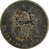 MEXICO Silver 1884 Ga B 25 Centavos Guadalajara Mint SCARCE KM# 406.4 (19 157)