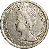 Netherlands Wilhelmina I Silver 1919 25 Cents 19mm KM# 146