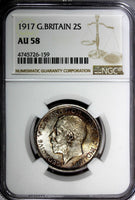 GREAT BRITAIN George V (1910-1936) Silver 1917 1 FLORIN NGC AU58 WWI KM# 817 (9)